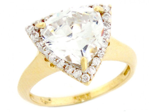 Solid Gold 6 ct Triangle CZ Unique Engagement Ring (JL# R2143)