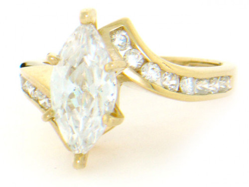 Gold 2.9 ct Marquise Channel-set CZ Engagement Ring (JL# R2128)