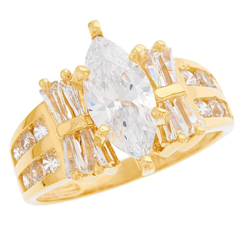 2.9 ct Marquise Baguette CZ Engagement Ring (JL# R2126)