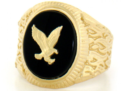 Solid Oval Eagle Mens Ring (JL# R2107)