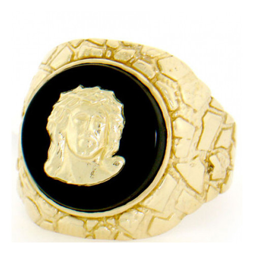 Solid Nugget Round Jesus Mens Ring (JL# R2082)