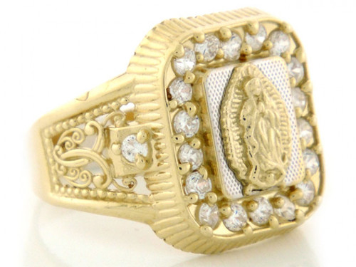Solid Gold Guadalupe CZ Stone Mens Ring Jewelry (JL# R1900)