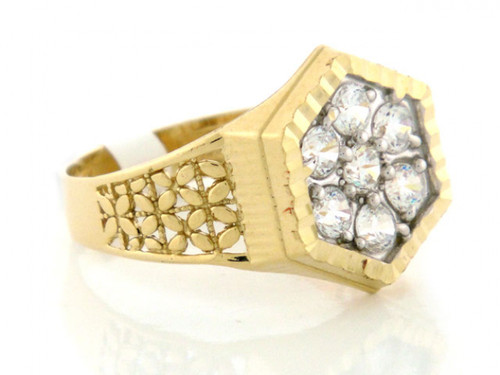 ♡Y♡ Solid Gold I Love You Cluster CZ Heart & Arrow Diamond Cut Ring