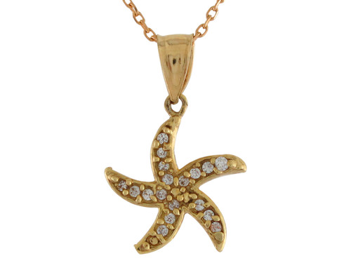 Accented Sea Life Marine Starfish Cute High Polish Pendant (JL# P10697)