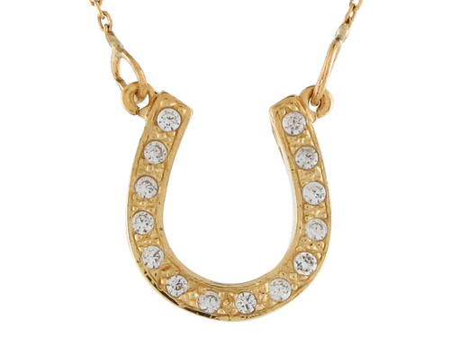 Genuine Diamond Studded Ladies Stunning Lucky Horseshoe Necklace (JL# N9992)