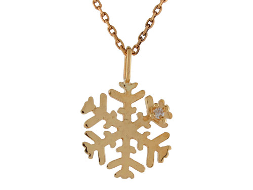 Genuine Diamond Studded Cute Snow Flake Winter Pendant (JL# P9953)