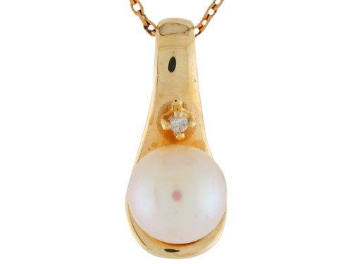 Cultured and Real Diamond Ladies Modern Simple Pendant (JL# P9932)