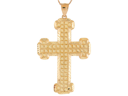 Diamond Cut Checkered Pattern Potent Cross Design Pendant (JL# P9591)