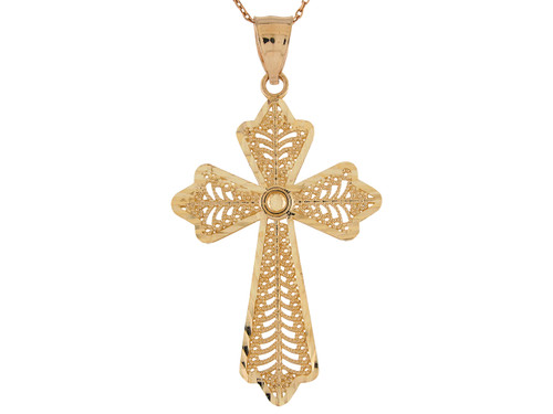 Gorgeous Diamond Cut Filigree 5.3cm Long Cross Pendant (JL# P9582)