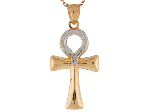 Two Tone Gold Stunning High Polish Religious Egyptian Ankh Pendant (JL# P9579)