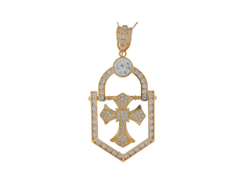 Covered Cross with Frame Large Moving Motion Pendant (JL# P9286)