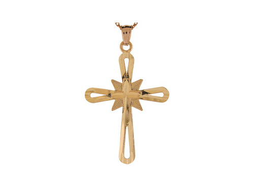 Stunning Looped Tip Cross with Diamond Cuts Religious Pendant (JL# P9212)