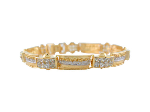 Two-Tone Gold Stunning Pave Links Last Supper Religious Bracelet (JL# B9189)