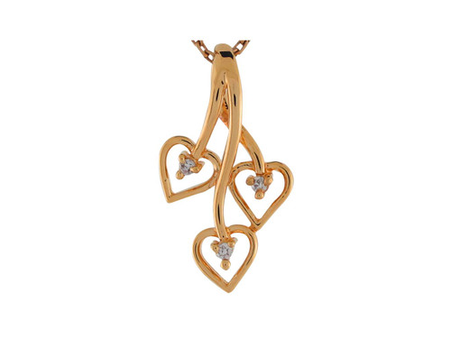 Diamond Accented Floating Hearts Bypass Pendant Charm (JL# P9021)