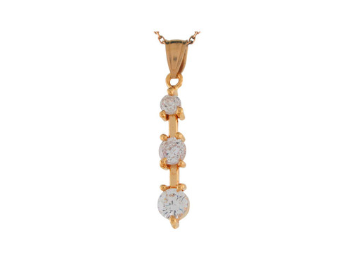 3 Stone Elegant Dangling Ladies Charm Pendant (JL# P8975)