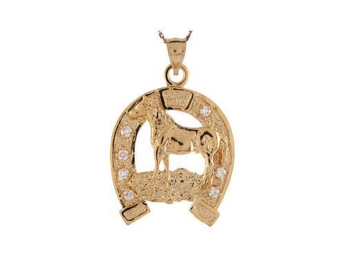 Proud Horse Lucky Horseshoe Charm Pendant (JL# P8726)