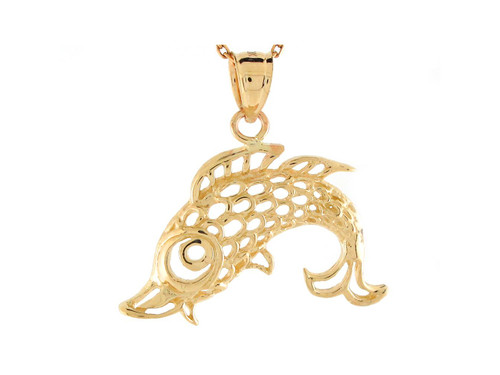 Filigree Leaping Fish Pisces Zodiac Sign Charm Pendant (JL# P8469)