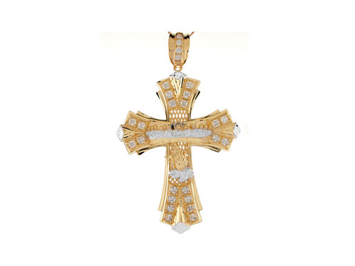 Two Tone Gold 9.6cm Last Supper Latin Cross Religious Charm Pendant (JL# P8418)