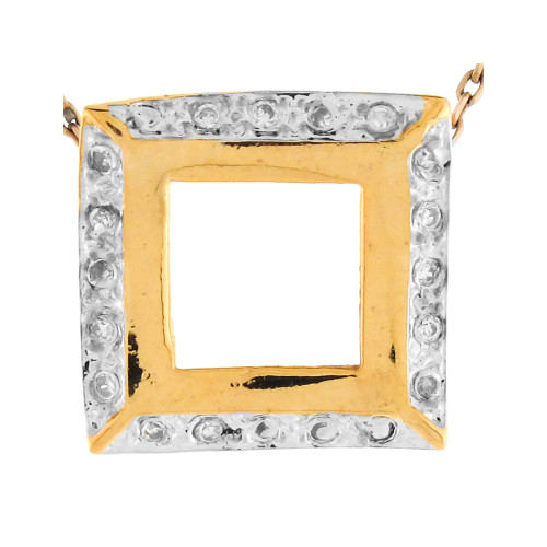 Two Tone Gold Simple Square Slide Charm Pendant (JL# P8150)