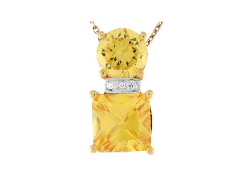 Two Tone Gold White CZ Striking Slide Pendant (JL# P8137)