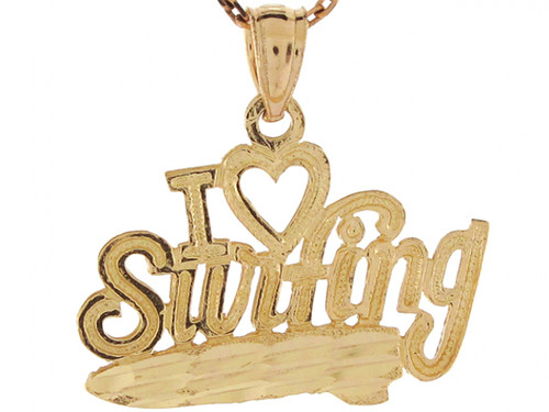 Real 1.9cm x 2.0cm I Love Surfing Attractive Athlete Charm Pendant (JL# P6821)