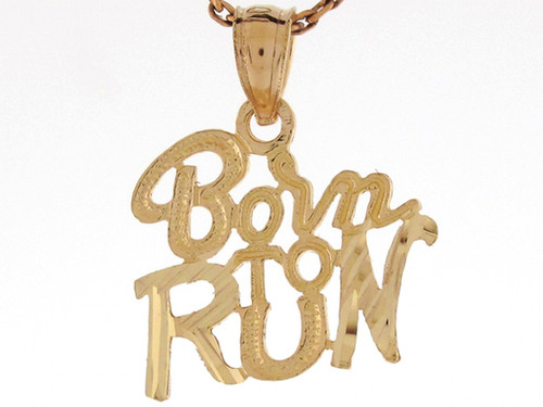 Real 1.8cm x 1.4cm Born To Run Runners Joggers Pendant (JL# P6815)