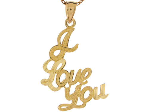 Real Gold 2.7cm x 1.8cm I Love You Attractive Ladies Charm Pendant (JL# P6800)