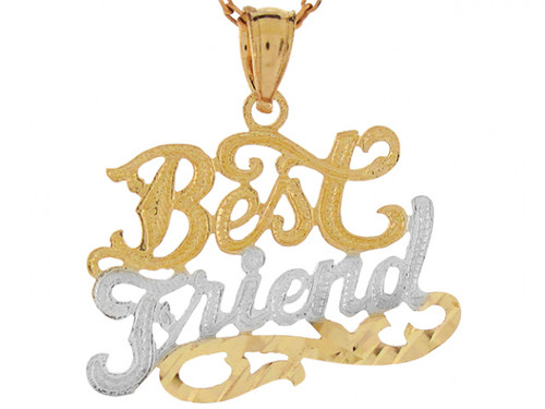 Real Two Tone Gold 2.0cm x 2.1cm Best Friends Lovely Ladies Pendant (JL# P6793)