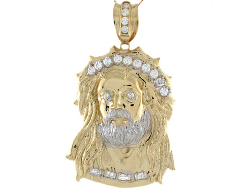 Two Toned Real Gold Large Jesus Christ Pendant (JL# P5027)
