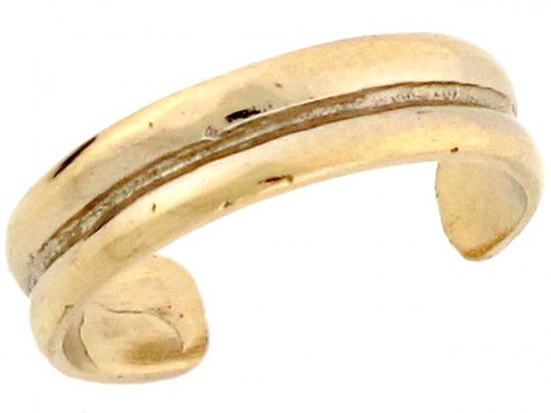 Two Toned Real Gold Triple Band Sleek Design Toe Ring (JL# H5017)
