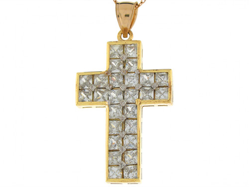 Sparkle 4.0cm Long Cross Religious Charm Pendant (JL# P4924)
