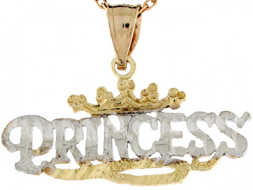 Two Tone Real Gold 1.7cm Princess Designer Charm Pendant (JL# P4857)