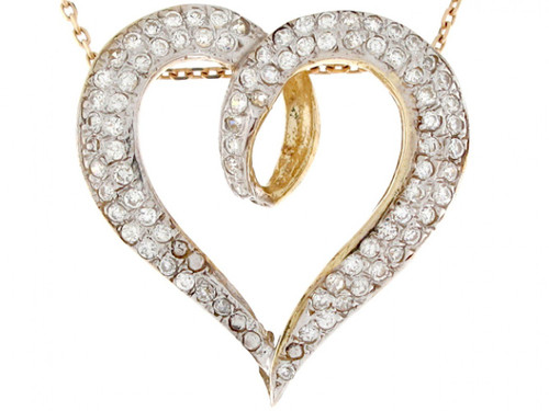 Real Two Toned Gold Cluster Floating Heart Slide Pendant (SKU# P4742)