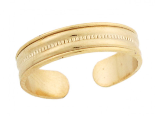 Yellow Real Gold Stylish 4mm Band Womens Toe Ring (JL# H4670)