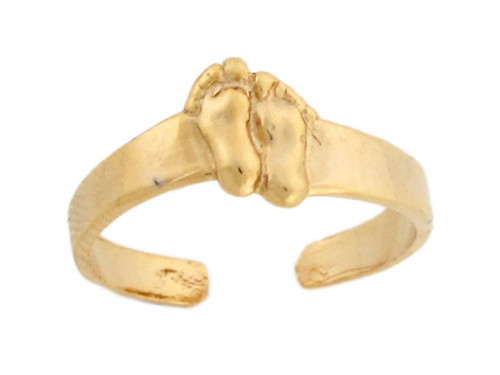 Yellow Real Gold Footprint Designer Womens Cute Toe Ring (JL# H4660)