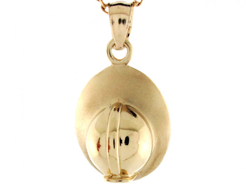 Yellow Real Gold Fireman Hat Charm Pendant (JL# P3980)