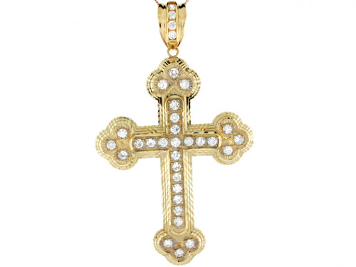 Real and CZ Beautiful Large Christian Cross Pendant (JL# P3961)