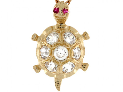 Real Stunning Sea Turtle CZ Charm Pendant (JL# P3951)