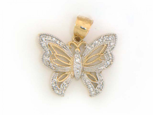 White Fancy CZ Butterfly Pendant Jewelry (JL# P1431)