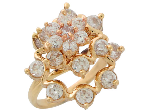 and White CZ Three Layer Motion Flower Ring (JL# R10705)