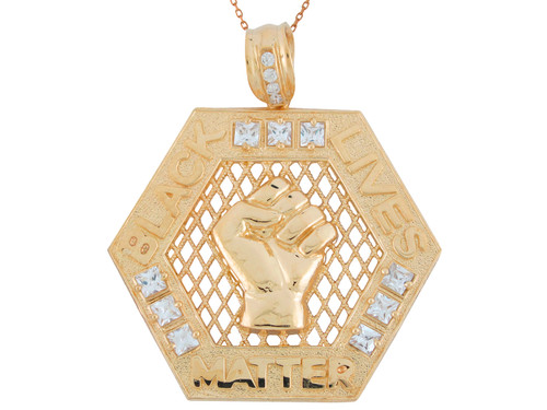 Brilliant Accented Black Lives Matter Hexagon Pendant (JL# P11148)