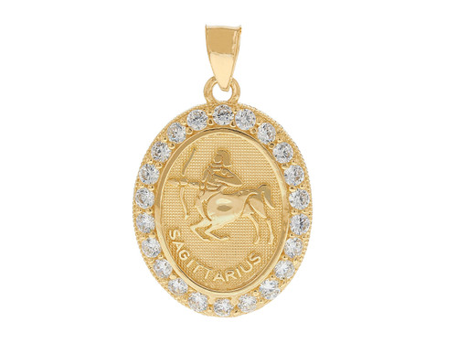 Stunning Zodiac Oval CZ Halo Pendant (SKU# P11609)