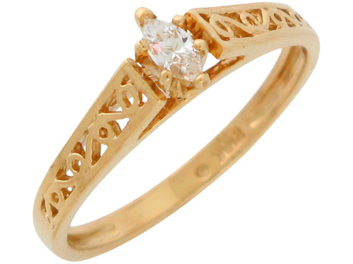 Shimmering Accented Ladies Gorgeous Filigree Shank Ring (JL# R10874)