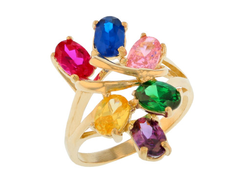 Six Stone Wide Top Mother's Modern Style Ring (JL# R11721)