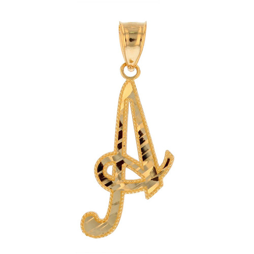 Ladies Trendy Chic Diamond Cut Cursive Initial Letter Pendant (SKU# P11610)