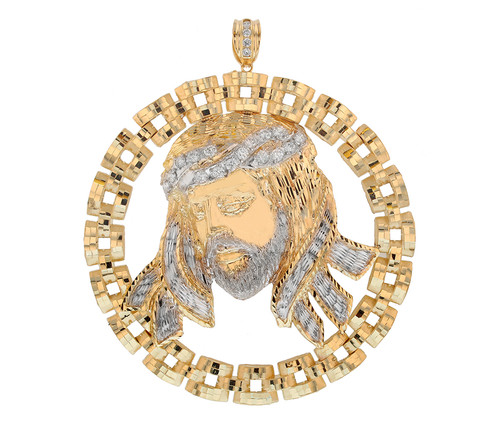 Huge Diamond Cut CZ Accented Jesus Religious Heavy Pendant (JL# P11587)