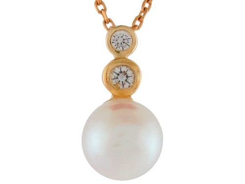 Gold Magnificent Cultured Freshwater and White CZ Accented Pendant (JL# P10924)
