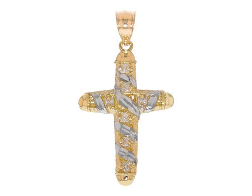 Stunning CZ set Fancy Diamond Cut Shrouded Cross Pendant (JL# P12114)