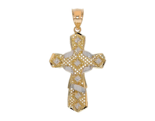 Dazzling CZ Set Diamond Cut Filigree Fancy Cross Pendant (JL# P12112)