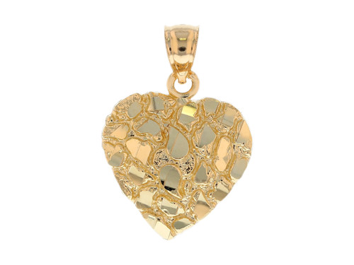 Dazzling Diamond Cut Heart Gold Nugget Pendant (JL# P11997)